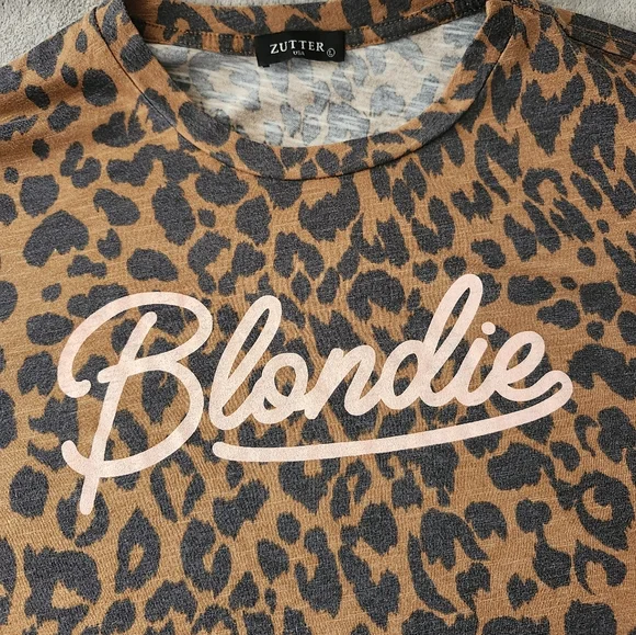 Zutter Vintage Long Sleeve Animal Print "Blondie" Cropped T-shirt Size:L - Picture 9 of 10